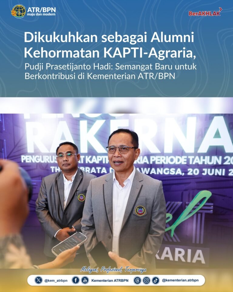 Sekjen Kementerian ATR/BPN Dikukuhkan sebagai Alumni Kehormatan KAPTI-Agraria