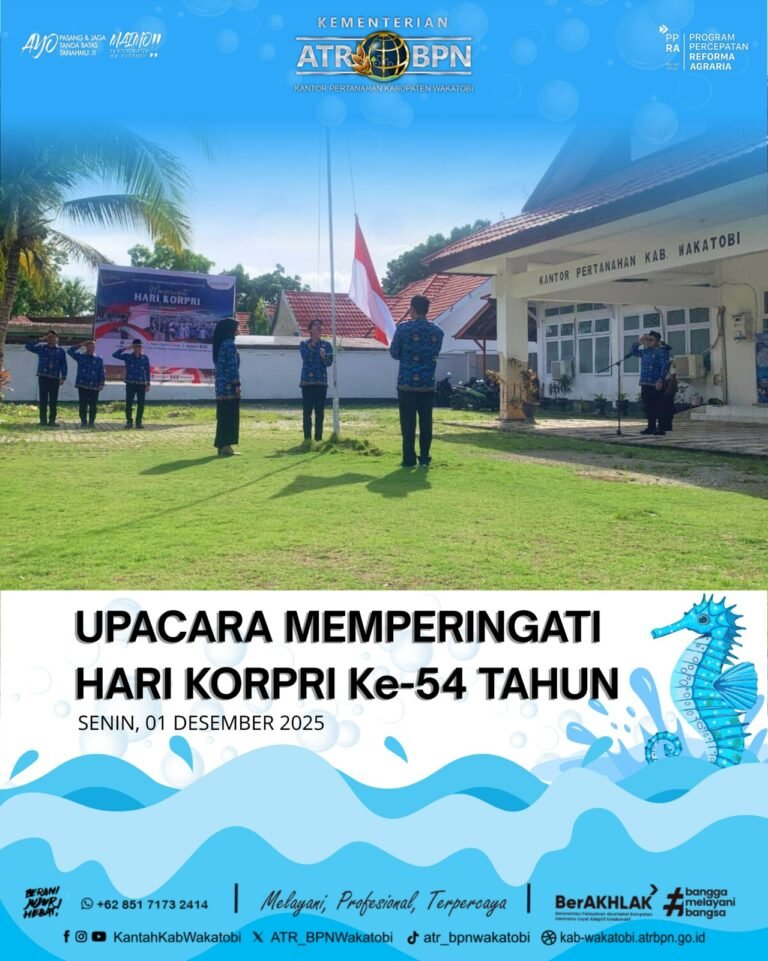 Gelar Upacara HUT KORPRI-54, Begini Pesan Kepala Pertanahan Wakatobi